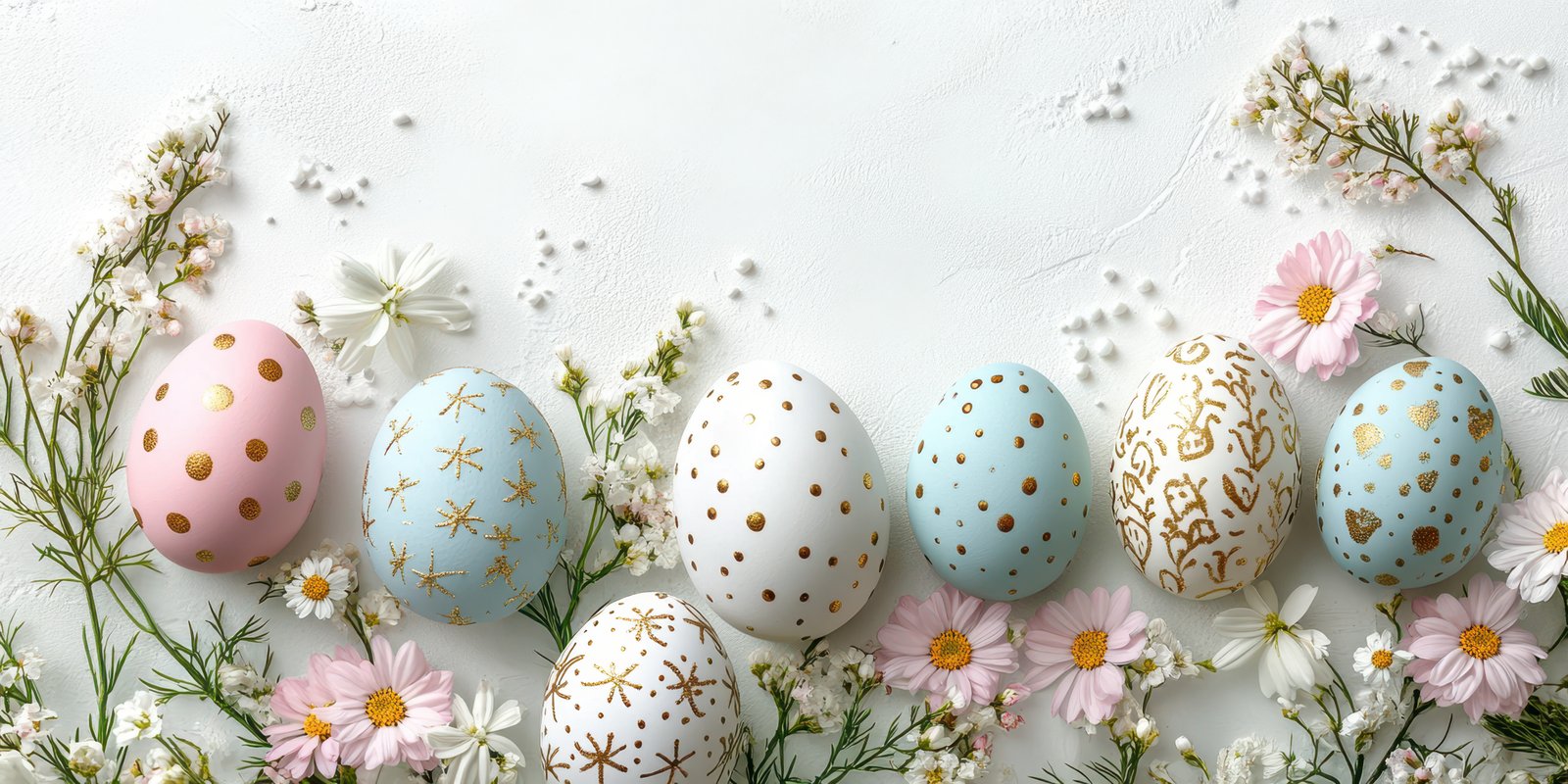 Decorative easter eggs with floral arrangements create a festive atmosphere for spring celebrations